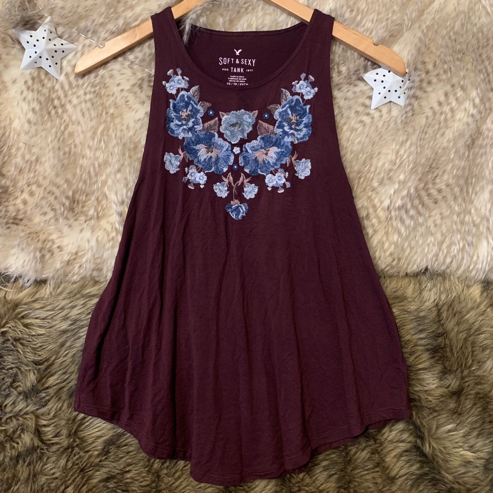American Eagle Floral Embroidered Tank Top - Picture 2 of 6